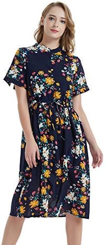 Ashir Aley Floral Casual Swing Midi Dress with Pockets Plus Size Women's Midi Fall Dresses