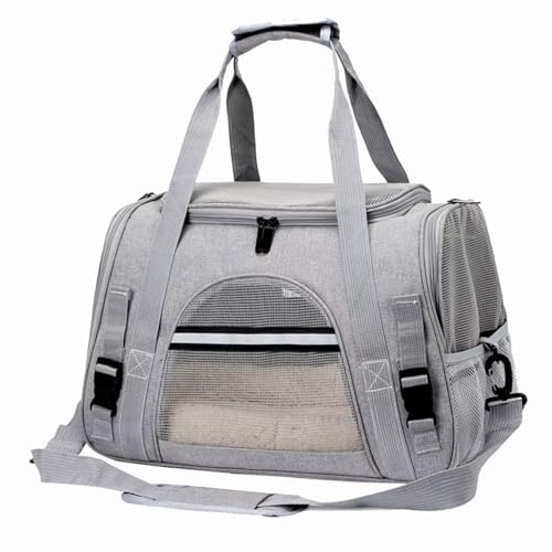 Bolsa Pet Transporte Viagem Avião Para Cães Gatos Luxo Cinza