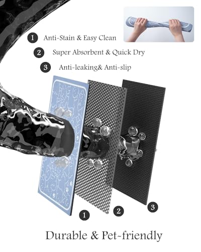 Image of Pet Feeding Mat-Absorbent Dog Mat for Food and Water Bowl-No Stains Quick Dry Water Dispenser Mat-Dog Accessories Pet Supplies-Bowl for Messy Drinkers（BLUEDOGS,12 inchx19 inch
