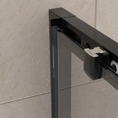 Mampara frontal corredera de 160 cm con perfiles estéticos en negro mate 8