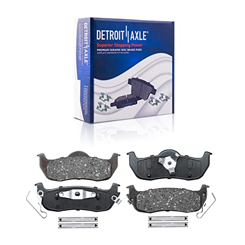 Image of Detroit Axle - Rear Brake Kit for 05-10 Jeep Grand Cherokee Commander Drilled & Slotted Brake Rotors 2005 2006 2007 2008 2009 2010 Ceramic Brakes Pads Replacement