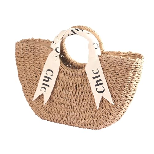 Bolso pequeño de paja trenzada para mujer miniatura 1