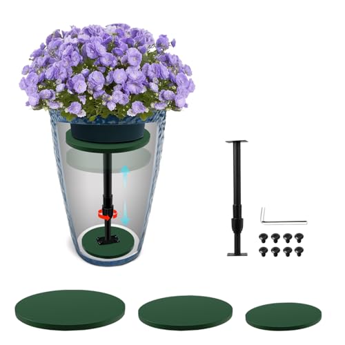 Axcoix Adjustable Height Plant Risers for Inside Pots 12-21 Wooden Planter Inserts for Large Pots Sturdy Support Planter Lift Insert for Tall Square Round Taper Planters (6 8 10 Base or Top)