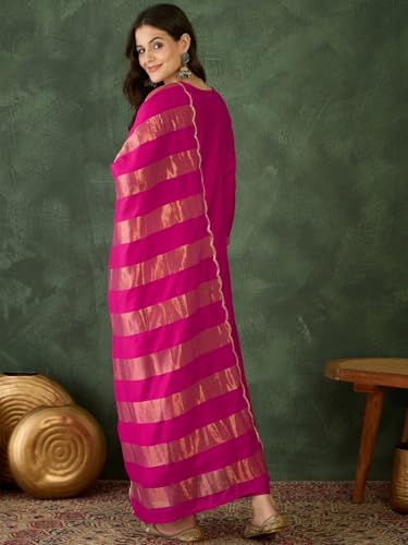 Image of Naixa Women's Chanderi Embroidered Flared Kurta with Pant and Dupatta Sets (NX-762)