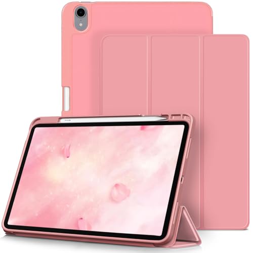 Protection iPad Air 11 2024 rose pour le bureau et les cours avec fente stylet