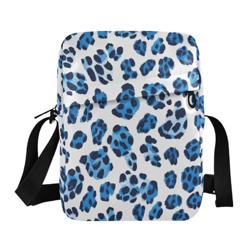 KLL Blue Black Leopard Print messenger bags for women Vegan Leather men's shoulder bag Casual Shoulder Hand Bags