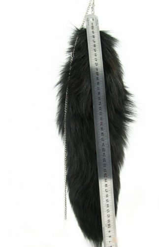 Ursfur Fluffy Black Fox Tail Fur Keychain Cosplay Toy Car Bag Charm Pendant Key Chain Ring Handbag Tassel Accessories #TOP4