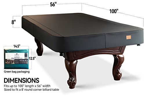 Heavy Duty Leatherette Billiard Pool Table Cover, Waterproof & Tearproof Cover for Pool Table 7/8/9FT (Black Charcoal/Matte, 8FT-(100"LX 56"WX 8“H)) - Image 2