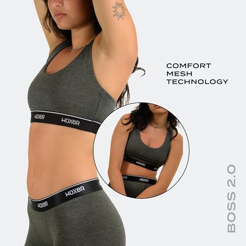 Image of Woxer Boss Bralette for Women - Wireless, Seamless Racerback - Modal Sports Bra, Lounge, Sleep Bralette, Wireless Bra