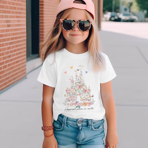 Magic Kingdom Shirts for Girls Floral Magical Castle Graphic Cute Tshirt Kids Flower Holiday Vacation Trip Tee Tops2