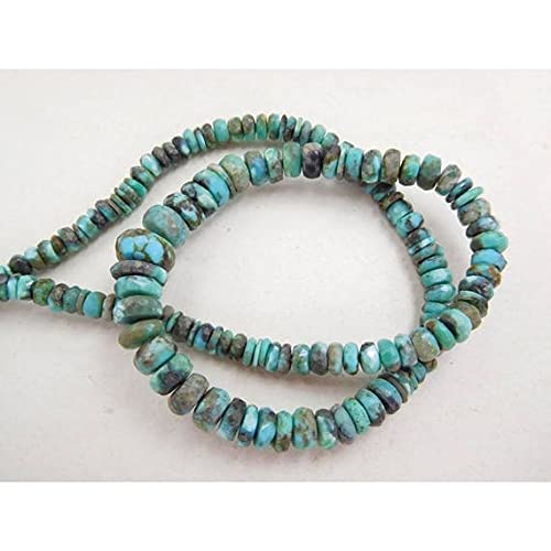 LKBEADS Natural Genuine Slleping Beaty Arizona Turquoise 4-8 Mm Faceted Rondelle Beads 13" Str
