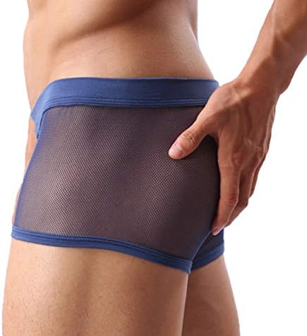 Linemoon Mens Sexy Underwear, Mesh See Through Boxer Briefs Hollow Lingerie