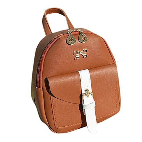 FashionBackpack Women Lady Shoulders Small Backpack Travel Mobile Bags E-Brown 18.0 cm×8.0 cm×19.0