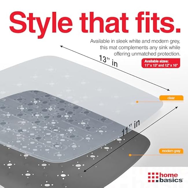 Kitchen Sink Protector Matt, (Clear), By Home Basics | Small Sink Mats For Bottom Of Kitchen Sink | PVC Runner Protector Matt | Pliable With Draining Holes