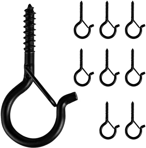 BEHENO 8 PCS Q-Hanger, Screw Hooks for Outdoor String Lights - Ceiling Hooks for Hanging Plants Wind Chimes, Safety Buckle Design, Windproof, 2.2 Inches