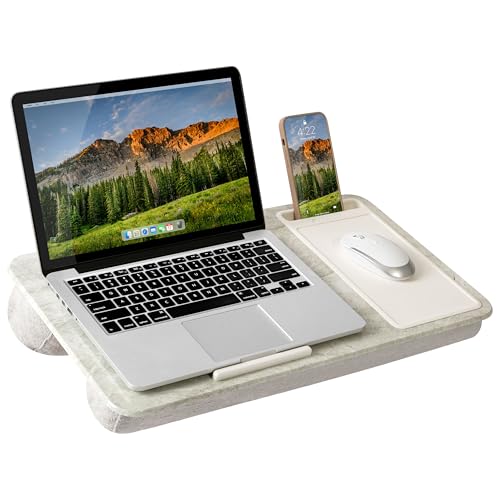LAPGEAR Home Office Lap Desk with Device Ledge, Mouse Pad, and Phone Holder - Taj Mahal Marble - Fits up to 15.6 Inch Laptops - Style No. 91581