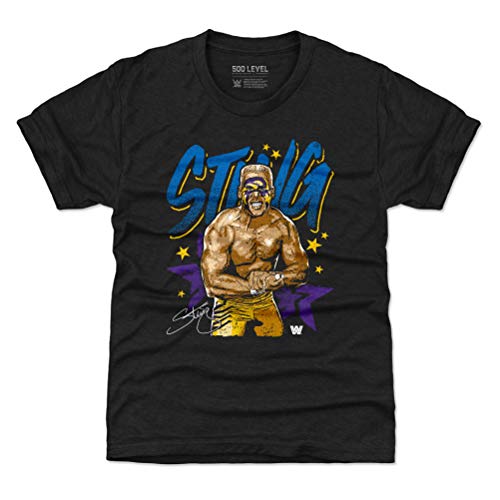 500 LEVEL Sting WWE Youth Shirt (Kids Shirt, 14-16Y X-Large, Tri Black) - Sting Old School WHT