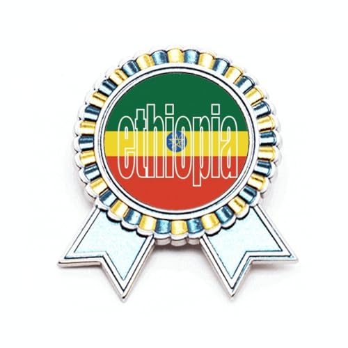Broche drapeau de l'Éthiopie insigne en métal taille M gravé Éthiopie