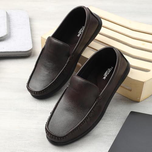 Image of Liberty Fortune CLASSIK-1E Loafer Shoes for Men - Brown, Black, Non-Lacing Casual Formal Slip-On Loafers Stylish Shoes Ideal for Office, Party, Wedding, Kurta - Comfortable Lightweight