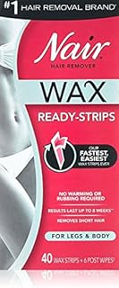 Nair Hair Remover Wax Ready-Strips 40 Count Legs/Body (2 Pack)