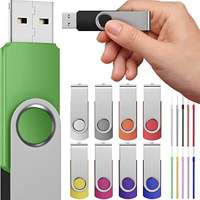 2Pack FEBNISCTE Flash Drives 8GB USB 3.0 Pack Multicolor 10 Pack for Data Storage High Speed Thumb Drives Swivel Zip Drive Jump Memory Stick for File Backup and Transfer