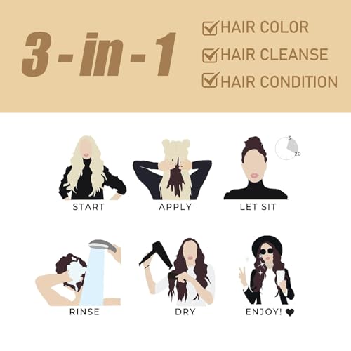 Instant Coffee Hair Dye Shampoo 3 in 1 - Color for Women Men,16.90 Fl Oz ,Long Lasting (Light Brown)