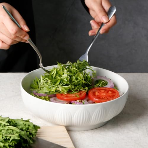 NUTRIUPS 9" Serving Bowls, 2L Large Salad Bowl Set of 2, 23cm Ceramic Bowl for Soup Fruit, Decorative Bowl - Image 5
