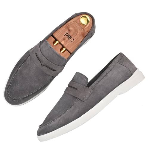 Image of Men Suede Leather Loafers with Bow - Cushioned Comfort, Durable Sole & Everyday Luxury