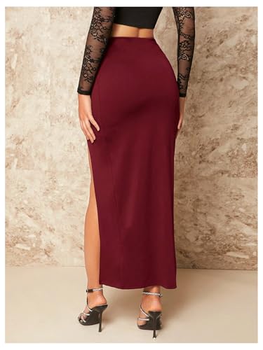 Milumia Women's Twist Front Slit Thigh Long Skirt High Waisted Asymmetrical Maxi Skirts2