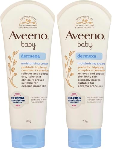 Aveeno Baby Dermexa Fragrance Free Eczema Prone Sensitive Moisturising Baby Cream 206g|Relieves & Soothes Dry| Itchy| Irritated Skin| Hydrating Formula Moisturises for 24 Hours (Pack of 2)
