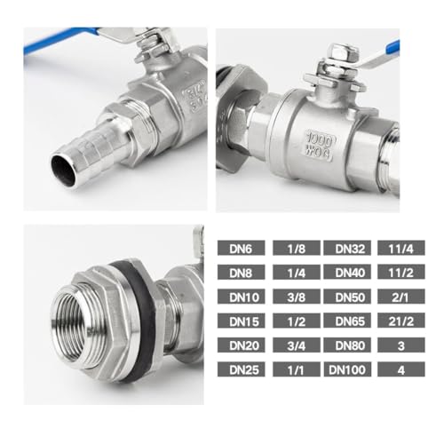 Válvula de bola de acero 304 con espiga de manguera de 18mm para salida de tanque de agua de 1/2" 6