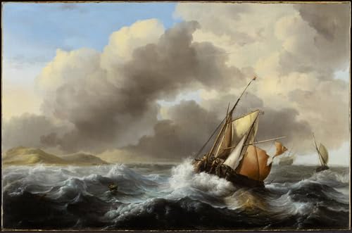 Navires de Pêche au Large Tableau Toile Ludolf Backhuysen