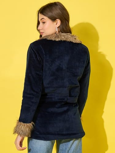 Image of Buynewtrend Velvet Winter Coat Women Jacket With Soft Fur