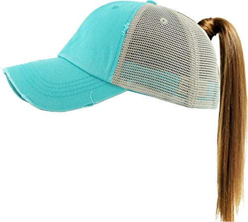 Image of Classic Plain Ponytail Messy High Bun Headwear Adjustable Cotton Trucker Mesh Glitter Hat Baseball Cap