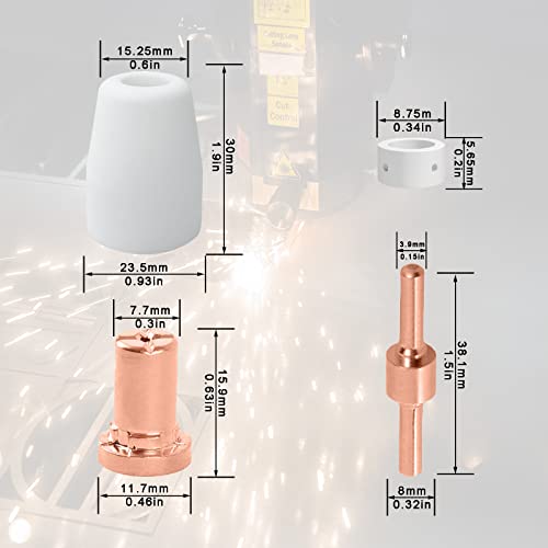 Plasmasnijder Parkside mondstuk verbruiksmaterialen Parkside Tip plasma-mondstuk elektrode tip mondstuk verbruiksmateriaal voor Cut 30 40 50 - Afbeelding 3