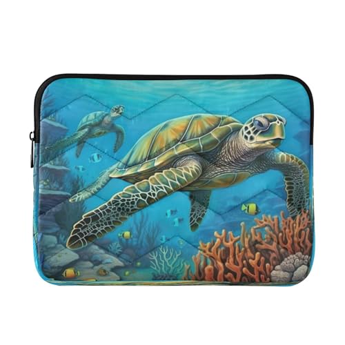 Funda para portátil con diseño de tortuga marina 13-14 pulgadas