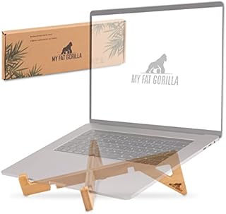 MY FAT GORILLA - Wooden Laptop Stand, Bamboo Laptop Holder, Portable Laptop Stand Universal Lightweight Ergonomic, Notebook Stand Compatible with 10-17'', MacBook Laptop Desk Stands
