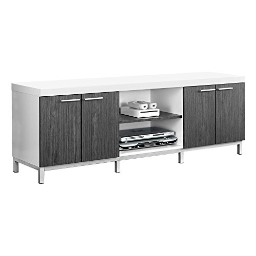 Monarch Specialties White/Grey Hollow-Core Tv Console, 60-Inch #TOP17