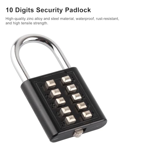 Combination Padlock, Button Out Door Padlock, Button Out Door Padlock with Steel Shackle for Gym Cabinet Gate Toolbox Suitcase - Image 3