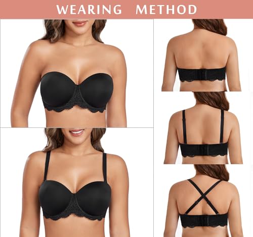 DotVol Women's Plus Size Bra Full Figure Underwire Contour Beauty Back Lace Multiway Strapless Bra4