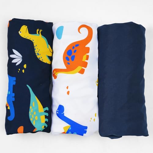 Image of david's kids 3 Pack Bassinet Sheets, Ultra Soft Breathable Comfortable Baby Sheet Set for Boys Girls Neutral, Univeral Fit for Most Cradle and Bassinet Mattress, Dinosaur