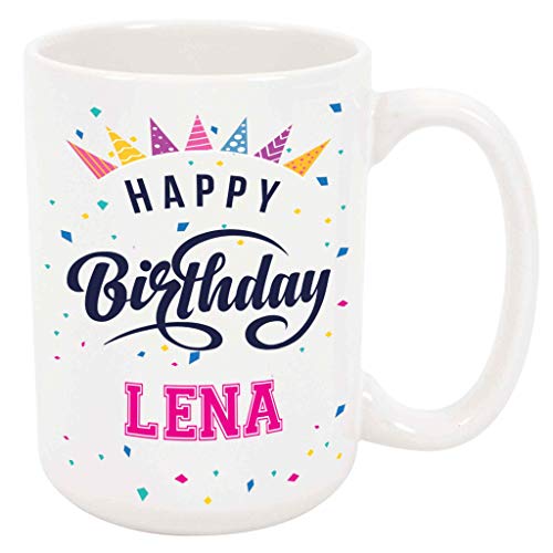 Happy Birthday Lena Coffee Mug - Personalized Ceramic Cup with Na...