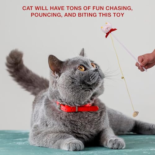 Image of Cat and Dog Playing Stick |Durable Dog and cat Teaser Playing Stick with Interactive Feather| Non- Slip and Non Toxic Durable Teasing Wand Toy with Rope (White)