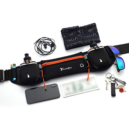 Ajcoflt Bolsa de cintura Cinto de corrida com garrafas de água Bolsa de telefone à prova d'água par