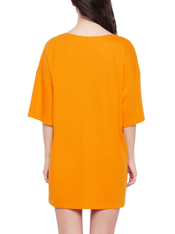 Image of Clovia Women's Cotton Graphic & Text Print Oversized T-Shirt