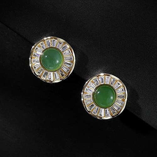 Pendientes Colgantes Damas Elegantes Pendientes Retro Plata esterlina con Incrustaciones Jaspe cúbico Zirconia Pendientes Damas Banquete Temperamento joyería Pendientes Mujeres