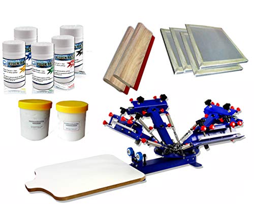 4 Color 1 Station Screen Printing Press Kit Screen Printing Machine with Flash Dryer Material KIt