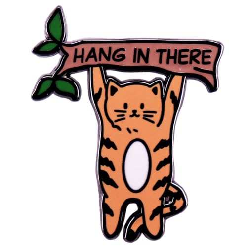 Image of zhanghaoran Cute Cat Hang in Tree Enamel Pin Cartoon Cat with Tree Lapel Pin Animal Branch Brooches Pin Clothing Bags Backpacks Jackets Hat Accessories Badge Gifts