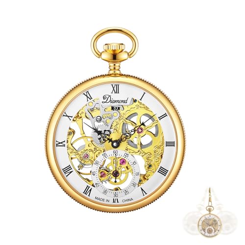 Reloj de bolsillo para hombre esqueleto el regalo perfecto con cadena de acero