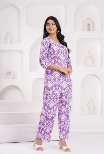 Image of YAZIA Women Cotton Lounge Wear Set - Printed Top & Pyjama Co-Ord Set | Soft Breathable Fabric | Daily, Nightwear & Home Wear | Small to 3XL